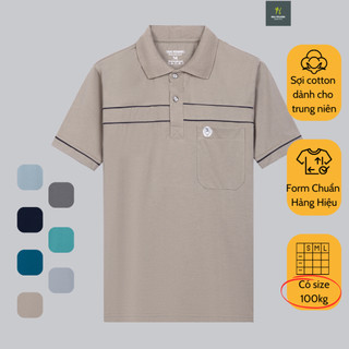 Áo thun nam trung niên Thái Khang loại áo polo cho bố vải cotton tự dệt form classic ATHUN16