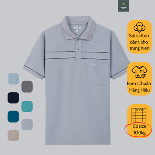 Áo thun nam trung niên có cổ vải cotton dày loại áo thun nam cho bố form rộng ATK08