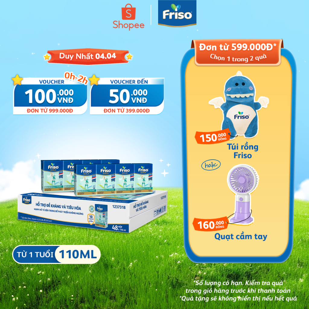 Thùng 48 hộp Sữa uống dinh dưỡng Friso Gold (110ml/hộp)