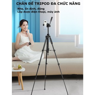 Tripod Điện Thoại Kiêm Chân Máy Ảnh 360 Độ 3 Chân Đa Năng, Điều Chỉnh Cao Thấp, Thiết Kế Chắc Chắn Cao 170cm - PKANPHU