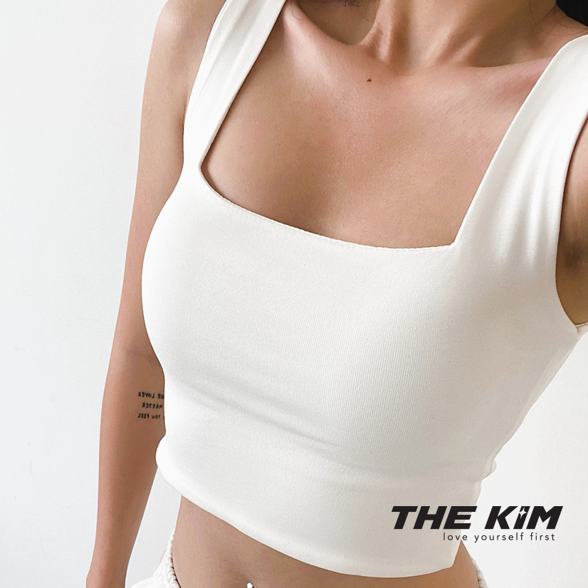 Áo croptop 2 dây bản to TheKim cotton 2 lớp, áo hai dây cổ vuông ôm body | BigBuy360 - bigbuy360.vn
