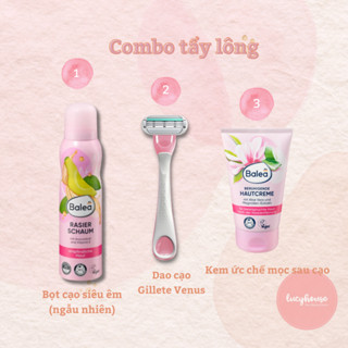 (Che tên) Combo bọt cạo lông + dao cạo + kem dưỡng làm chậm mọc lông Balea Đứ