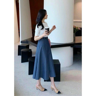 Set áo zip trắng mix cv bò xanh