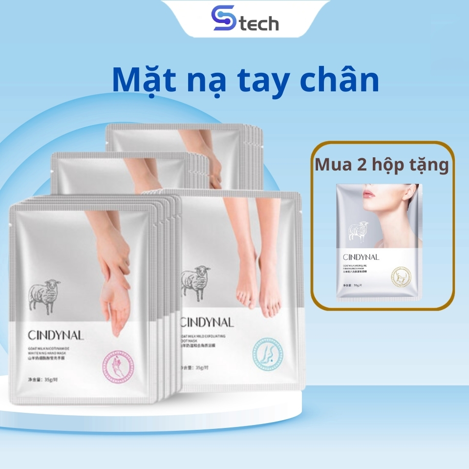 Mặt nạ cấp ẩm chân tay Cindynal, Mặt nạ trắng da, tẩy da chết từ tinh chất sữa dê, mặt nạ chân tay dưỡng ẩm nhanh