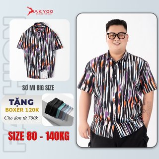 Áo Sơ Mi Tay Ngắn Bigsize Nam 80-140kg AKYOO Cao Cấp, Co Giãn, Không Bai Mờ, Không Gây Khó Chịu Khi Mặc -SM CT HT KE