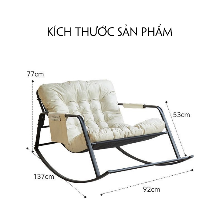 Ghế Bấp Bênh Thư Giãn Khung Thép Decor Phòng Khách Phòng Ngủ, Ghế Bập Bênh 2 Người | BigBuy360 - bigbuy360.vn