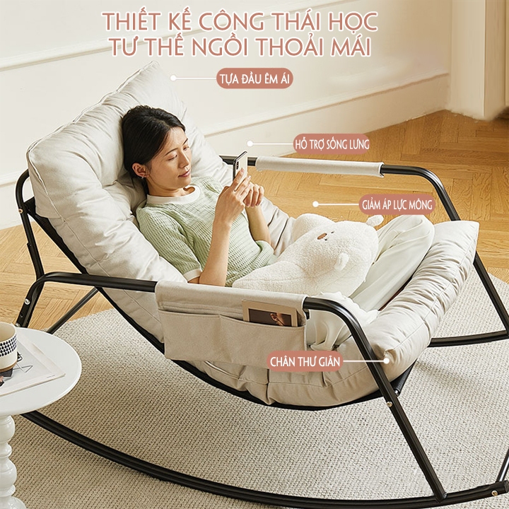 Ghế Bấp Bênh Thư Giãn Khung Thép Decor Phòng Khách Phòng Ngủ, Ghế Bập Bênh 2 Người | BigBuy360 - bigbuy360.vn