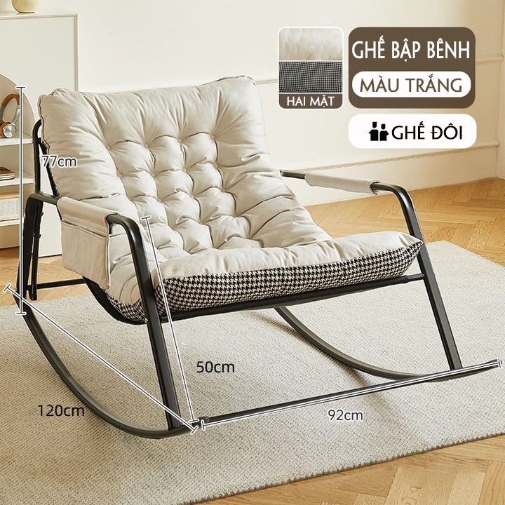 Ghế Bấp Bênh Thư Giãn Khung Thép Decor Phòng Khách Phòng Ngủ, Ghế Bập Bênh 2 Người | BigBuy360 - bigbuy360.vn