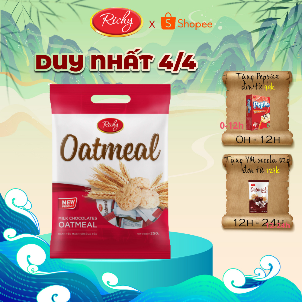 Bánh yến mạch Oadtmeal Richy vị sữa túi 206g