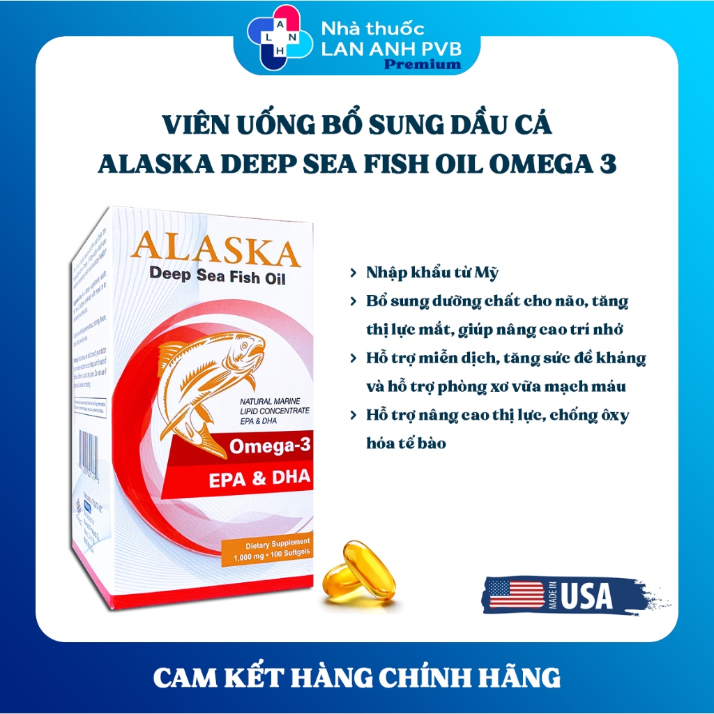 Alaska Deep Sea Fish Oil Omega 3 - Viên dầu cá hỗ trợ tim mạch, tăng cường thị lực.
