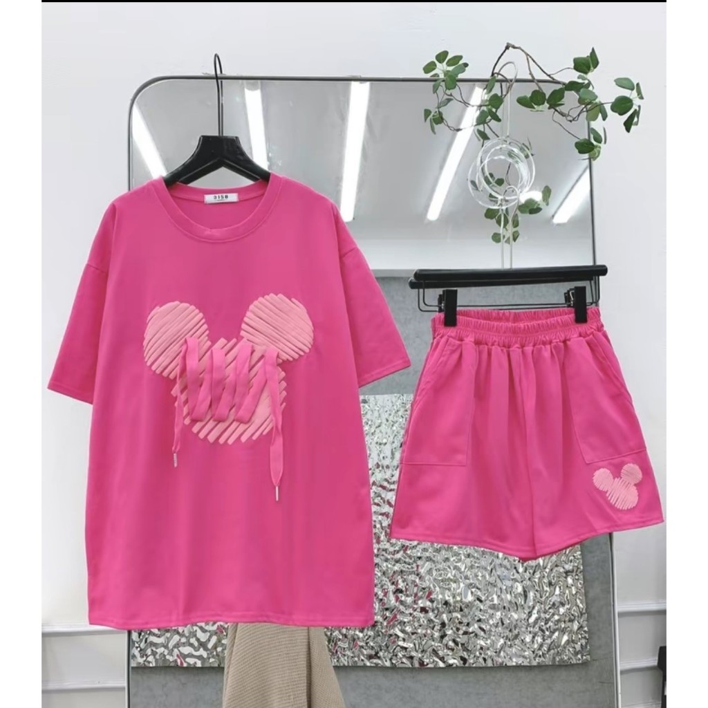 Set Bộ Áo Thun Nữ Form Rộng Tay Lỡ + Quần Short Ống Rộng Ulzzang | BigBuy360 - bigbuy360.vn