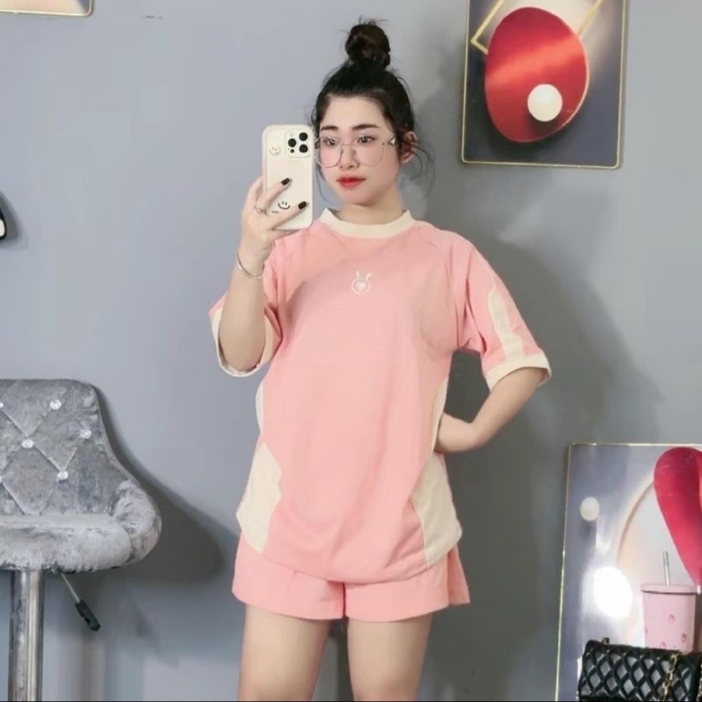 Set Bộ Áo Thun Nữ Form Rộng Tay Lỡ + Quần Short Ống Rộng Ulzzang | BigBuy360 - bigbuy360.vn