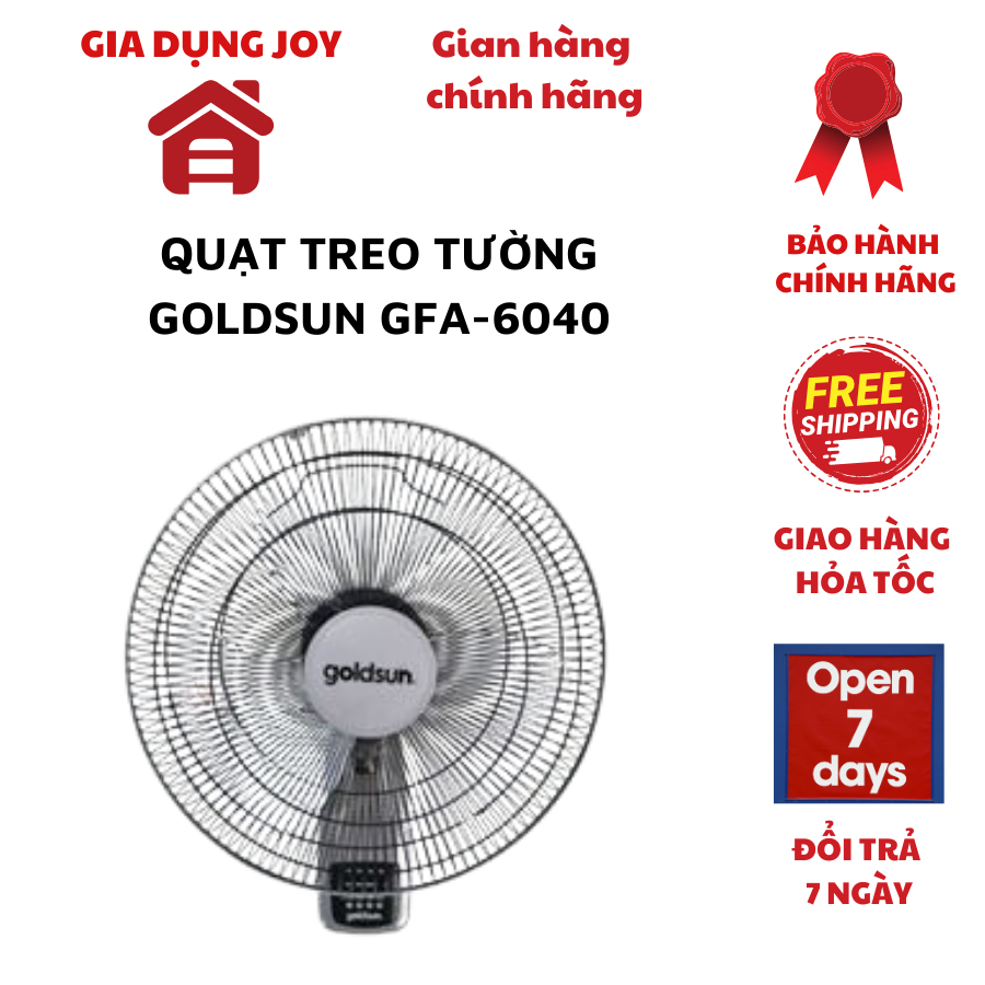 Quạt treo tường Goldsun GFA-6140 chính hãng, có điều khiển từ xa dễ dàng sử dụng bảo hành 12 tháng