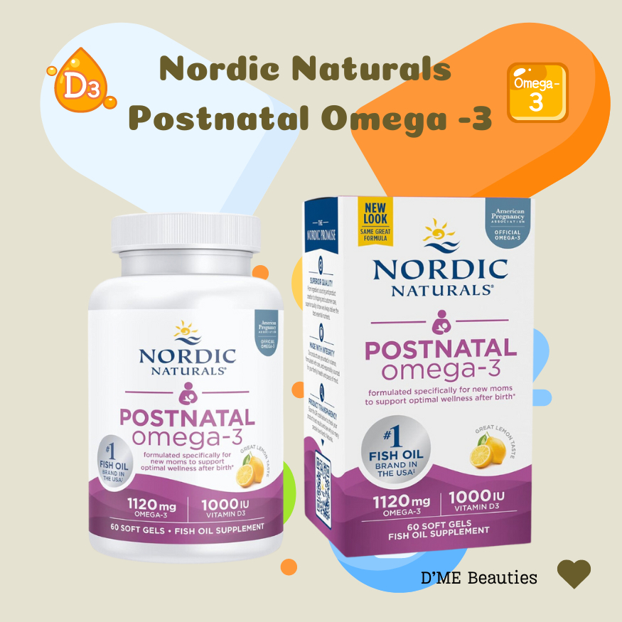 Viên uống bổ sung Omega cho phụ nữ sau sinh Nordic Naturals Postnatal Omega-3 1120mg + 1000 IU D3 60 viên