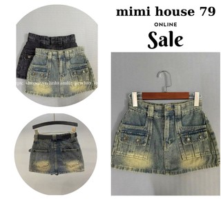 Váy đùi jeans 2 túi hộp, Váy đùi bò nữ túi hộp trước phong cách siêu VIP phong cách thời thượng HOT 2023 ND2nn