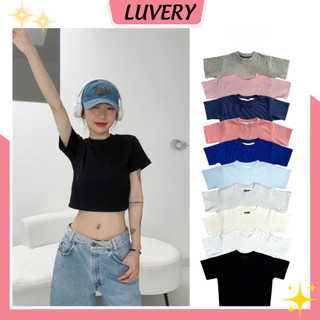 Áo phông croptop "TRƠN 10 MÀU" thun gân cotton dày dặn LUVERY AC22