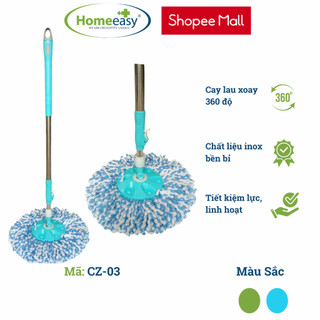 Cây Lau Nhà Xoay 360 Độ Homeeasy CZ-03 - Mâm Nhựa, Thân Inox Chổng Rỉ