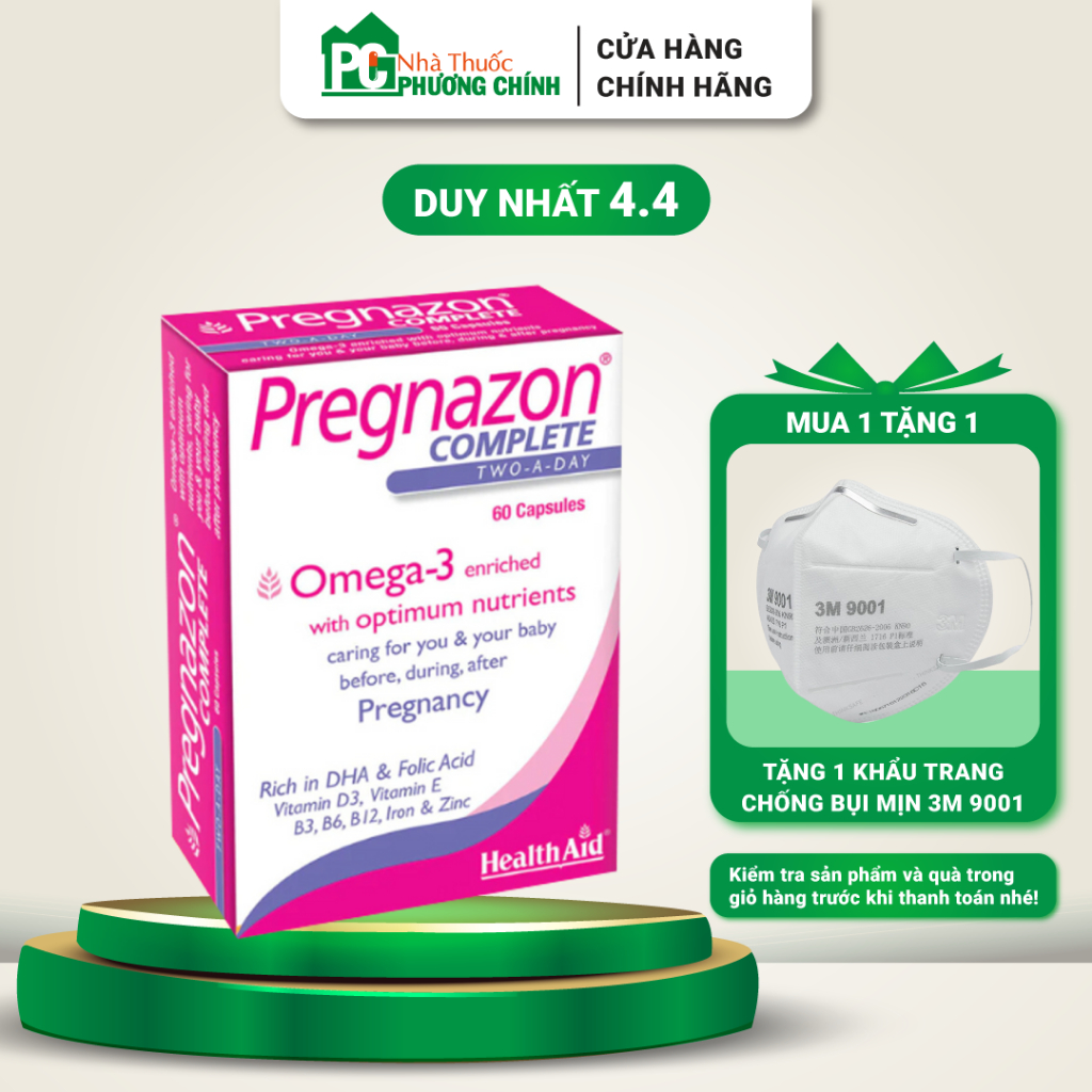 Vitamin Tổng Hợp Cho Bà Bầu HealthAid Pregnazon Complete Omega-3 (Hộp 60 Viên)