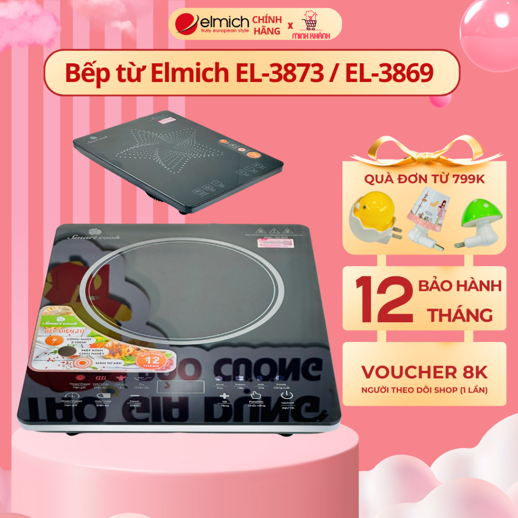 Bếp từ Elmich ICS-3873 - Mặt kính tràn viền, 2100W, nhiều chế độ nấu, chuyên gia nấu nướng cho bạn.