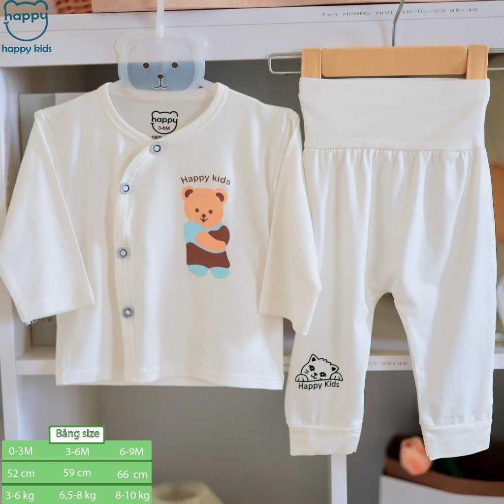 Bộ sơ sinh dài tay cạp cao chất thun lạnh, họa tiết dễ thương cho bé trai, bé gái acutebaby