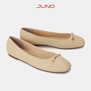 Giày Búp Bê Nữ 1cm Thời Trang JUNO Ballerina Đính Khóa Trang Trí BB01141