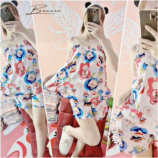 Đồ bộ nữ tole lanh f21 quần đùi áo hai dây size 40-68kg nhiều hình dễ thương