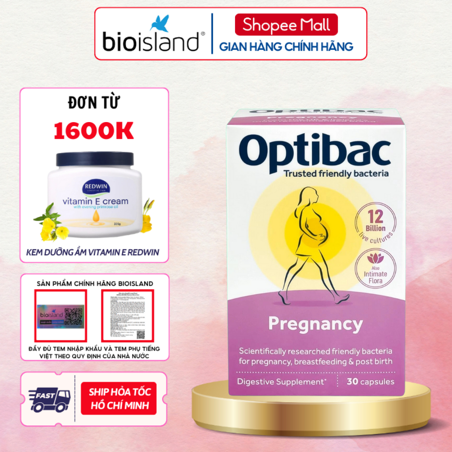 Optibac Probiotics Pregnancy men vi sinh dành cho mẹ bầu và mẹ cho con bú giúp cải thiện tiêu hóa, miễn dịch lọ 30viên