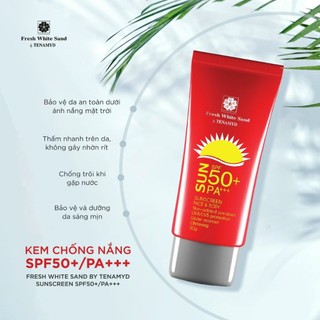 Kem chống nắng trắng da Fresh White Sand by TENAMYD Sunscreen SPF50/PA+++ 50ml