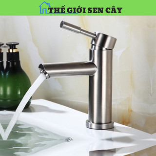 Vòi lavabo rửa mặt nóng lạnh inox mờ 304