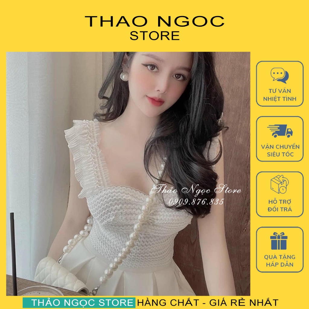 Áo ren 3 nút ngọc phối tay cánh tiên áo ren bèo tầng tay cánh tiên (hàng có sẵn, hình thật) THẢO NGỌC STORE