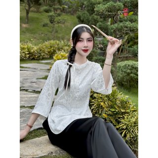 Mã áo lẻ -pháp phục đi chùa gấm cổ tết vạt ngọc - bộ đồ lam đi chùa nữ tịnh tâm