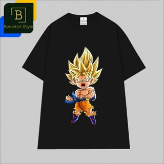 Cao cấp - Áo thun oversize in hình Goku Super Saiyan chibi style manga Dragon Ball shirt BND777