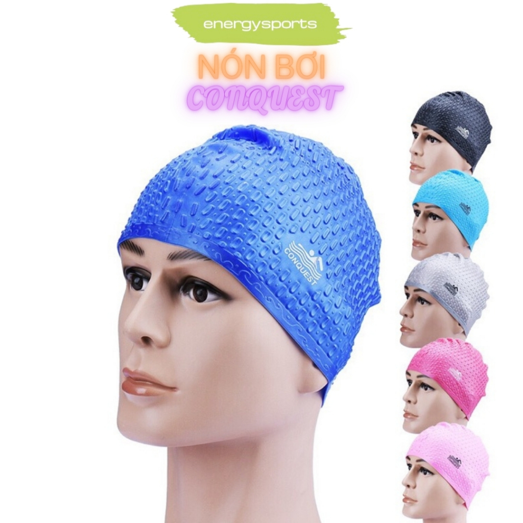 Nón bơi, mũ bơi CONQUEST giọt nước siêu co giãn