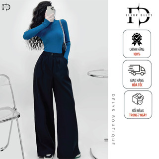 Quần ống suông nữ Delys QB274 cạp chun hack dáng