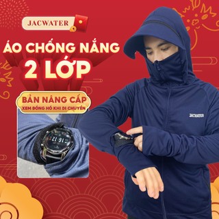 Áo chống nắng 2 lớp JACWATER thun lạnh có vành mũ tháo rời, lưới nách tản nhiệt