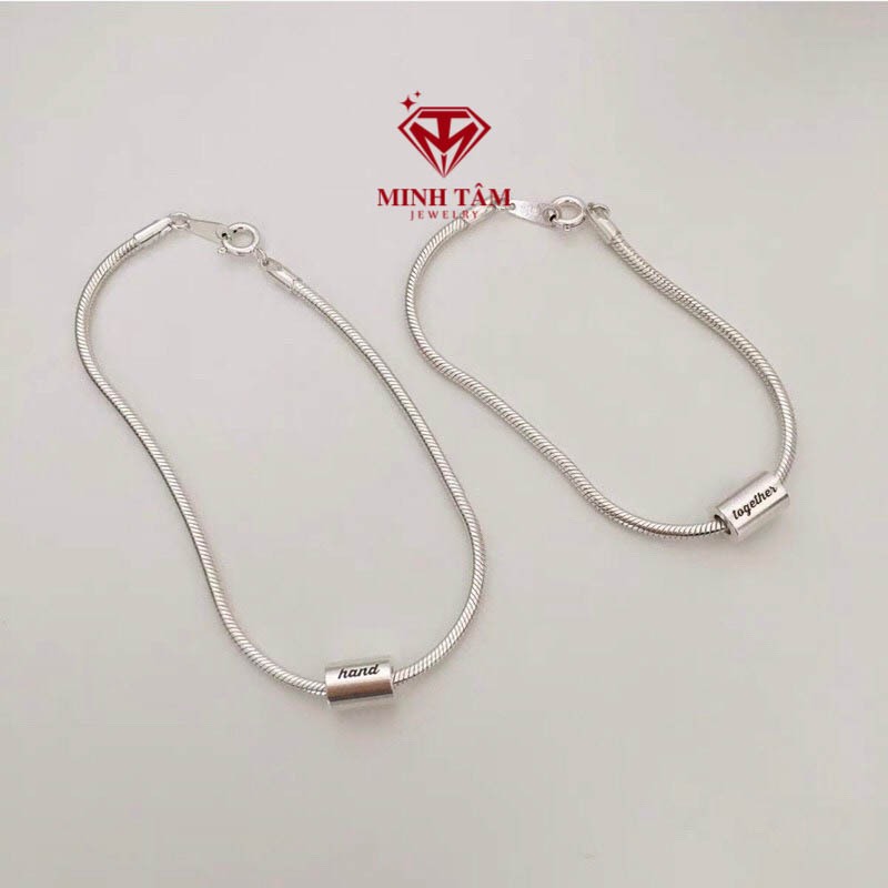 Lắc tay đôi bạc khắc tên theo yêu cầu, Vòng tay đôi nam nữ bạc khắc tên Minh Tâm Jewelry