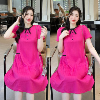 Evermom l sale đầm bầu dara bầu phối cổ nơ đính nút