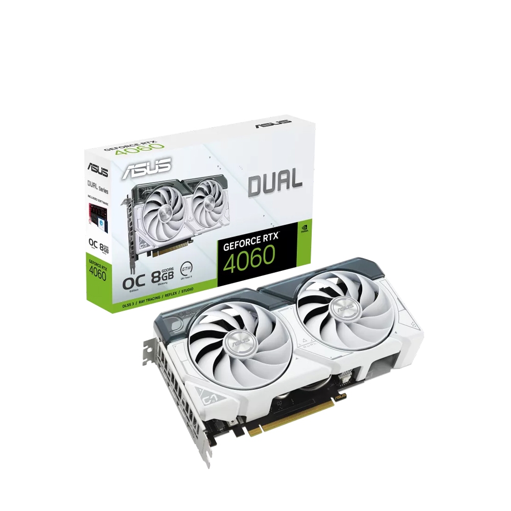 VGA ASUS DUAL RTX 4060 WHITE OC EDITION 8GB/ RTX 4060 WHITE OC EDITION 8GB (Hàng chính hãng - Bảo hành 36 tháng) | BigBuy360 - bigbuy360.vn