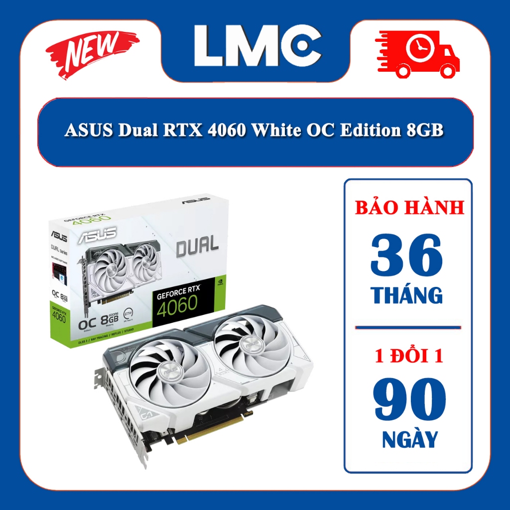 VGA ASUS DUAL RTX 4060 WHITE OC EDITION 8GB/ RTX 4060 WHITE OC EDITION 8GB (Hàng chính hãng - Bảo hành 36 tháng) | BigBuy360 - bigbuy360.vn