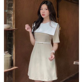 Váy nữ Sera Dress dáng A phối cổ thuỷ thủ đính dây nơ, Đầm nữ chất chéo nhật cao cấp VVND032401 hàng thiết kế By Germe