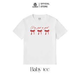 Áo baby tee Alandor hình nơ hot trend chất liệu cotton 100% co giãn 2 chiều mềm mịn mát form ôm mẫu im just a girl