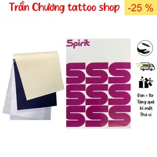 Giấy scan nhiệt 4 lớp hộp 100 tờ, giấy scan máy, giấy than scan hình xăm tattoo spirit cao cấp, độ bám nét rất tốt
