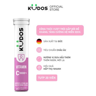Viên sủi KUDOS VITAMIN C - Thực phẩm bảo vệ sức khỏe KUDOS VITAMIN C 1000 mg (hương dưa hấu 20 viên/ tuýp)