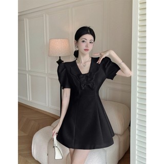 Đầm Chữ A Tay Phồng Đính Nơ Ngực JARI-CLOTHES Thiết Kế Dễ Thương Ngọt Ngào