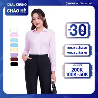 Áo sơ mi nữ công sở thiết kế dài tay form rộng nhiều màu Thái Hòa ASW0101-R01
