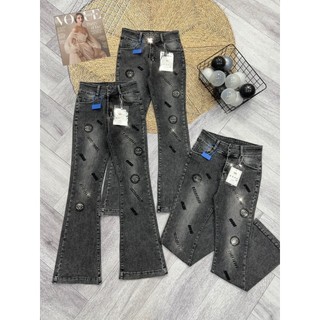 Quần Jeans Nữ Lưng Cao Ống Loe Dài Thêu  Đính Đá Cao Cấp Co Giãn Đẹp Store 257