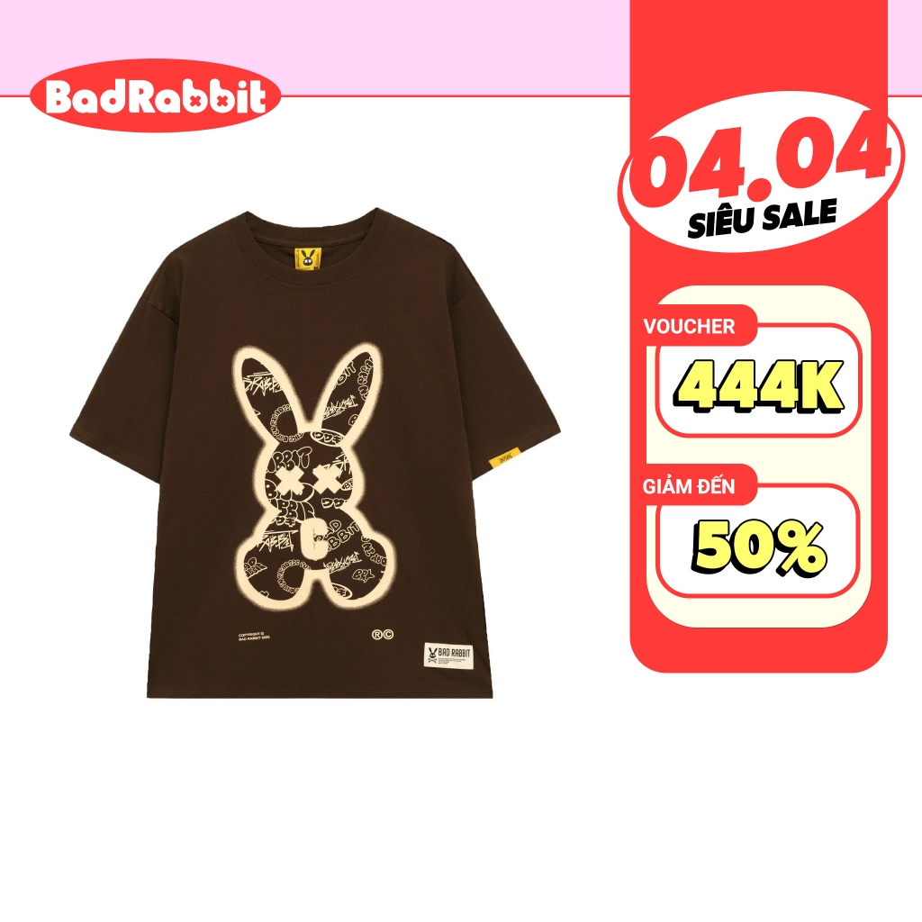 Áo Thun Unisex Bad Rabbit BROWN SPRAY RABBIT 100% Cotton - Local Brand Chính Hãng