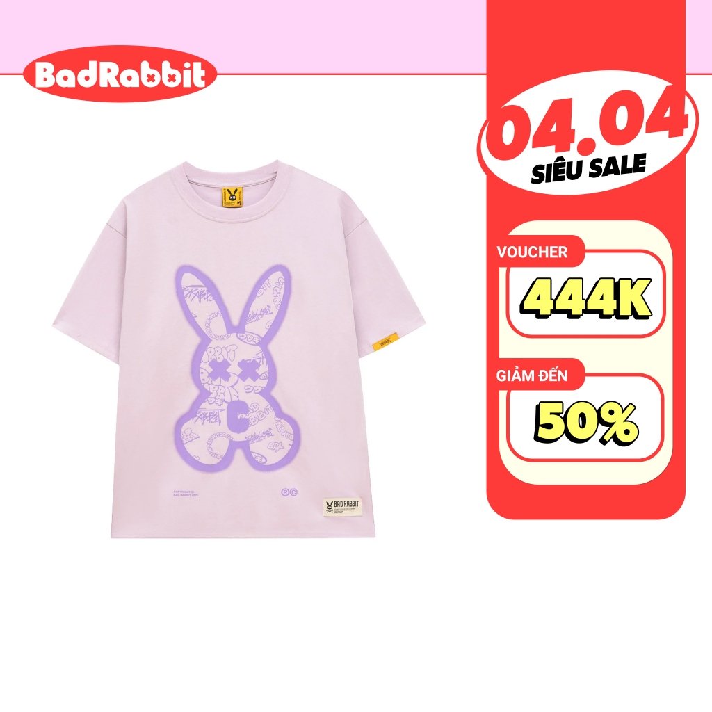 Áo Thun Unisex Bad Rabbit PURPLE SPRAY RABBIT 100% Cotton - Local Brand Chính Hãng