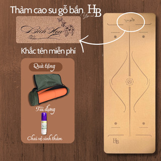 Thảm tập yoga cao cấp chống trượt định tuyến, thảm tập cao su gỗ bần tập yoga tập gym tập thể dục, thảm yoga khắc tên