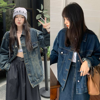 Áo Khoác Jean, bò Oversize unisex nam nữ có 6 túi có túi trong